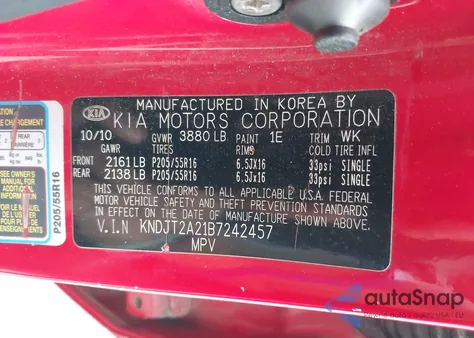 2011 Kia Soul + из США, поврежденный, VIN KNDJT2A21B7242457